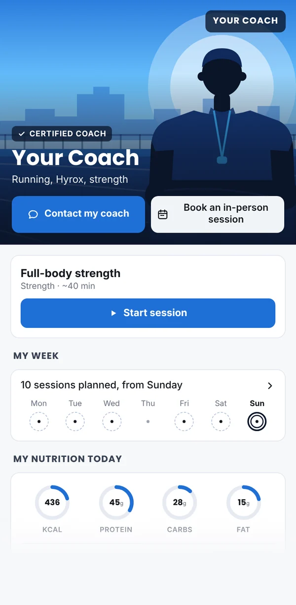 The app’s home screen, client side