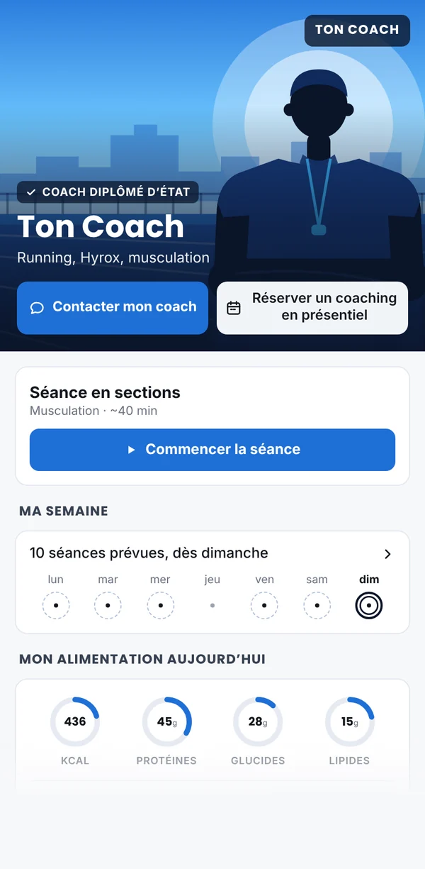 L’écran d’accueil de l’application, côté client